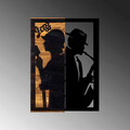Decoratiune de perete, Jazz, 50% lemn/50% metal, Dimensiune: 32 x 3 x 50 cm, Negru / Nuc deschis