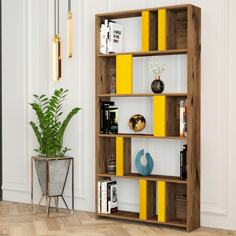 Corp biblioteca, hommy craft, lima, 90x180x20 cm, nuc / galben