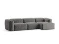 Coltar dreapta 4 locuri, Bergamo, Cosmopolitan Design, 344x152x70 cm, catifea chenille raiata, gri deschis