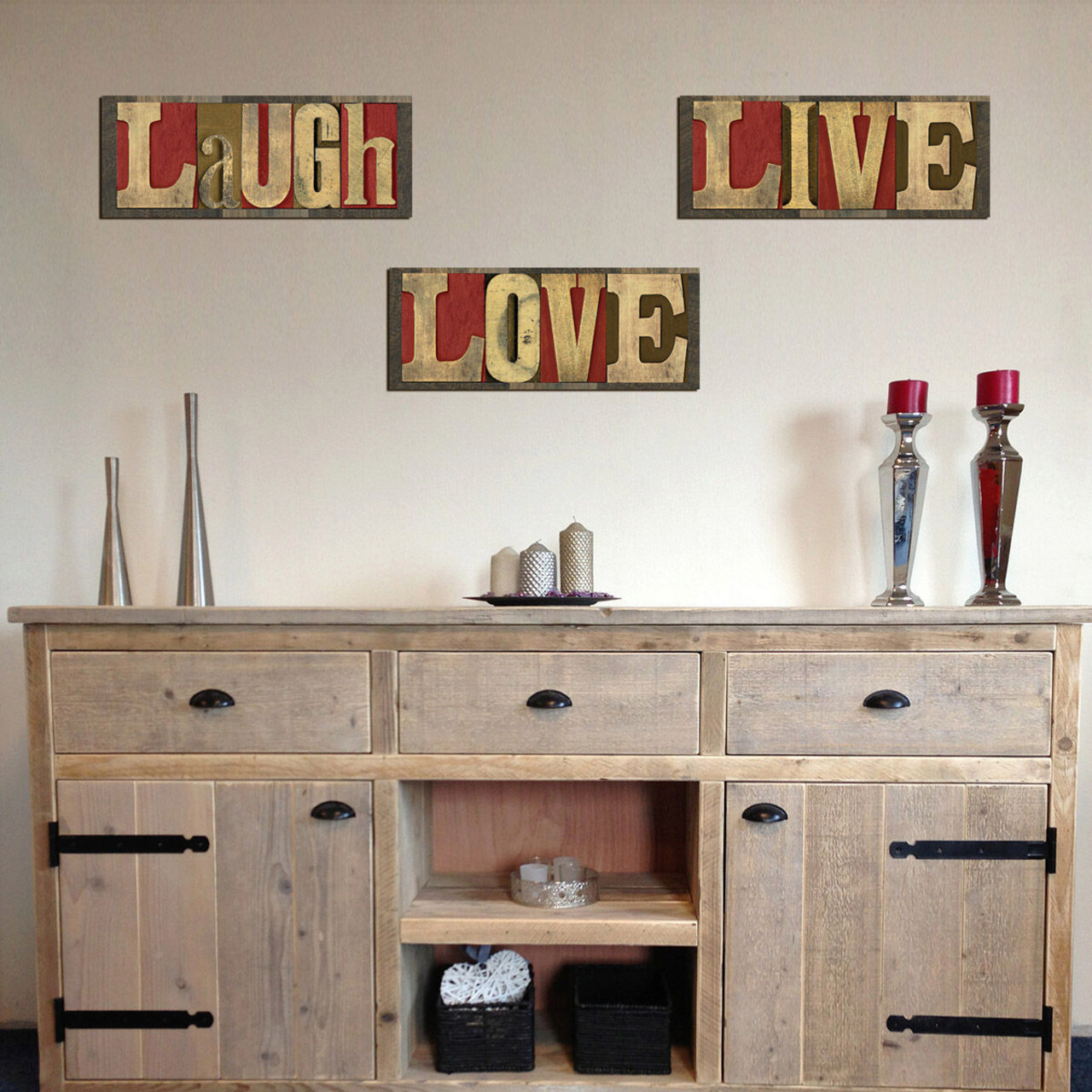 Tablou decorativ, XTP149, MDF , Painting: 100% MDF (Thickness: 3 mm) / Frame: 100% PINE WOOD (Thickness: 3,5 cm) / Size: 15 x 40 cm (3 Pieces), Multicolor