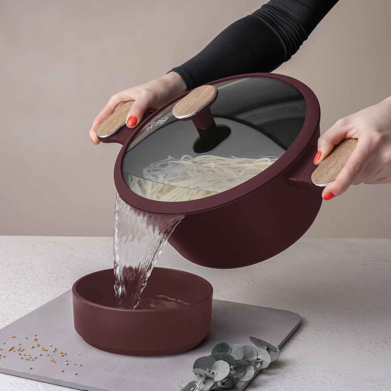 Set pentru gatit Berlinger Haus, Leonardo Nordic, 15 piese, aluminiu forjat, visiniu mat - imagine 3