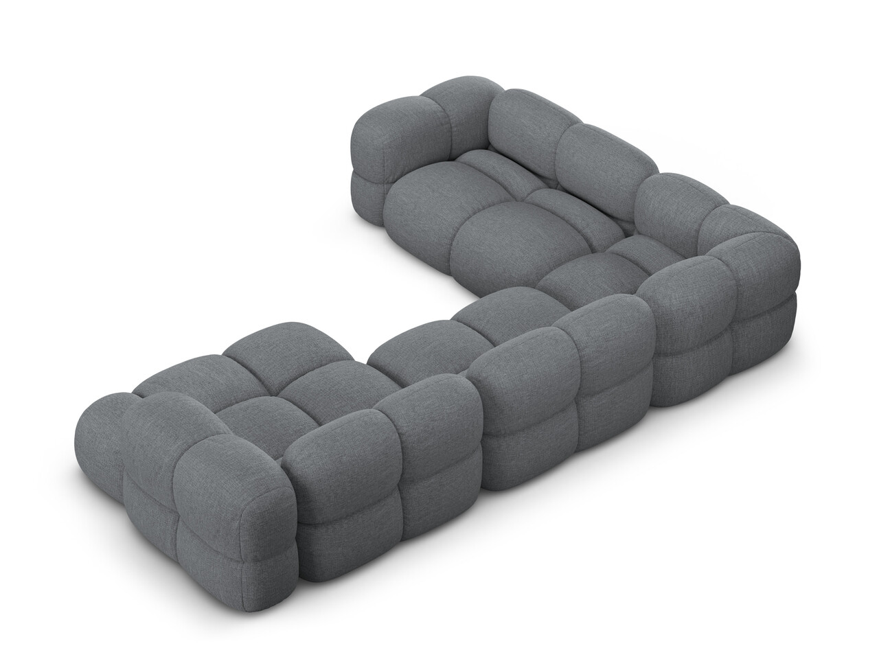 Coltar panoramic stanga 5 locuri, Loretto, Cosmopolitan Design, 345x250x68 cm, tesatura structurata, gri - 1 | YEO