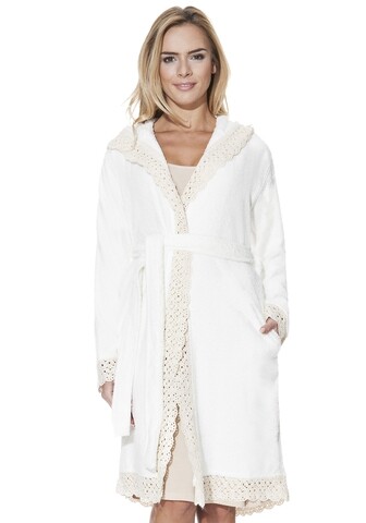 Halat de casa dama, Luisa Moretti, LMS-2074, 100% bumbac, crem, marimea 34/36 - S