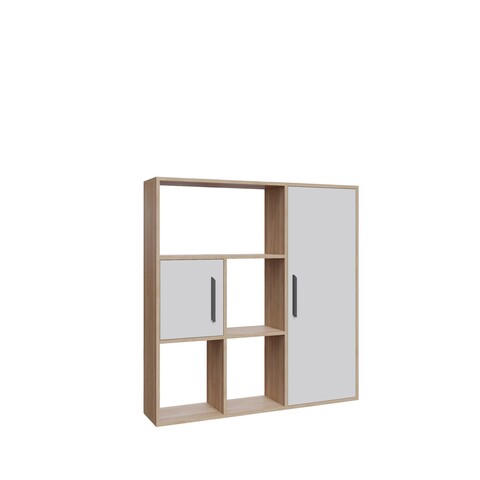 Corp biblioteca, zena home, ridge, 120x123.6x25 cm, pal, stejar / alb