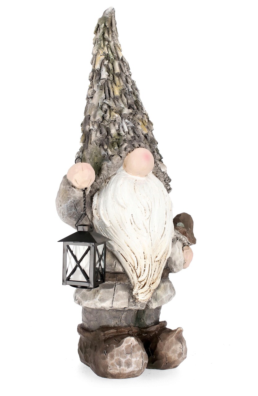 Decoratiune de gradina Florent Gnome, Bizzotto, 27.5x19.5x65 cm, magneziu, gri