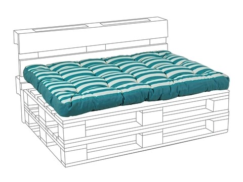 Perna de sezut pentru mobilier din paleti  Stripe, Bizzotto, 120 x 80 x 15 cm, poliester, turcoaz