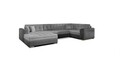 Coltar extensibil stanga 5 locuri ELTAP, Damario, 338x189x78 cm, lemn/poliester, gri deschis/gri inchis