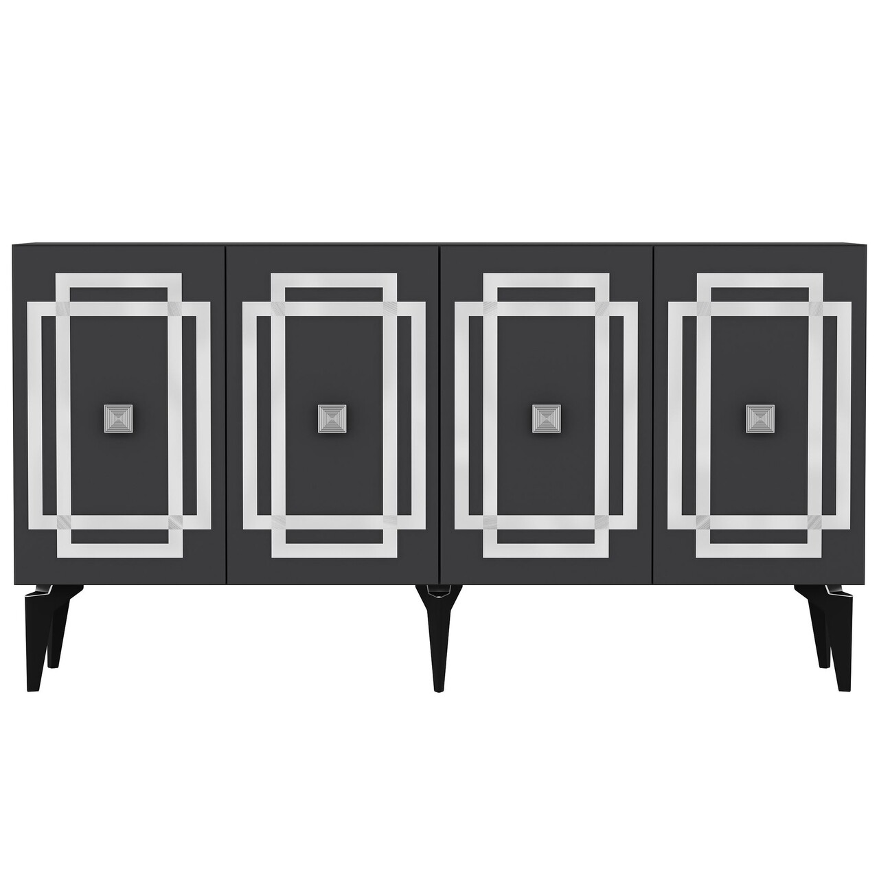 Consola, Hanah Home, Lotus, 150x79x40 cm, PAL , Antracit / Argintiu - view 4