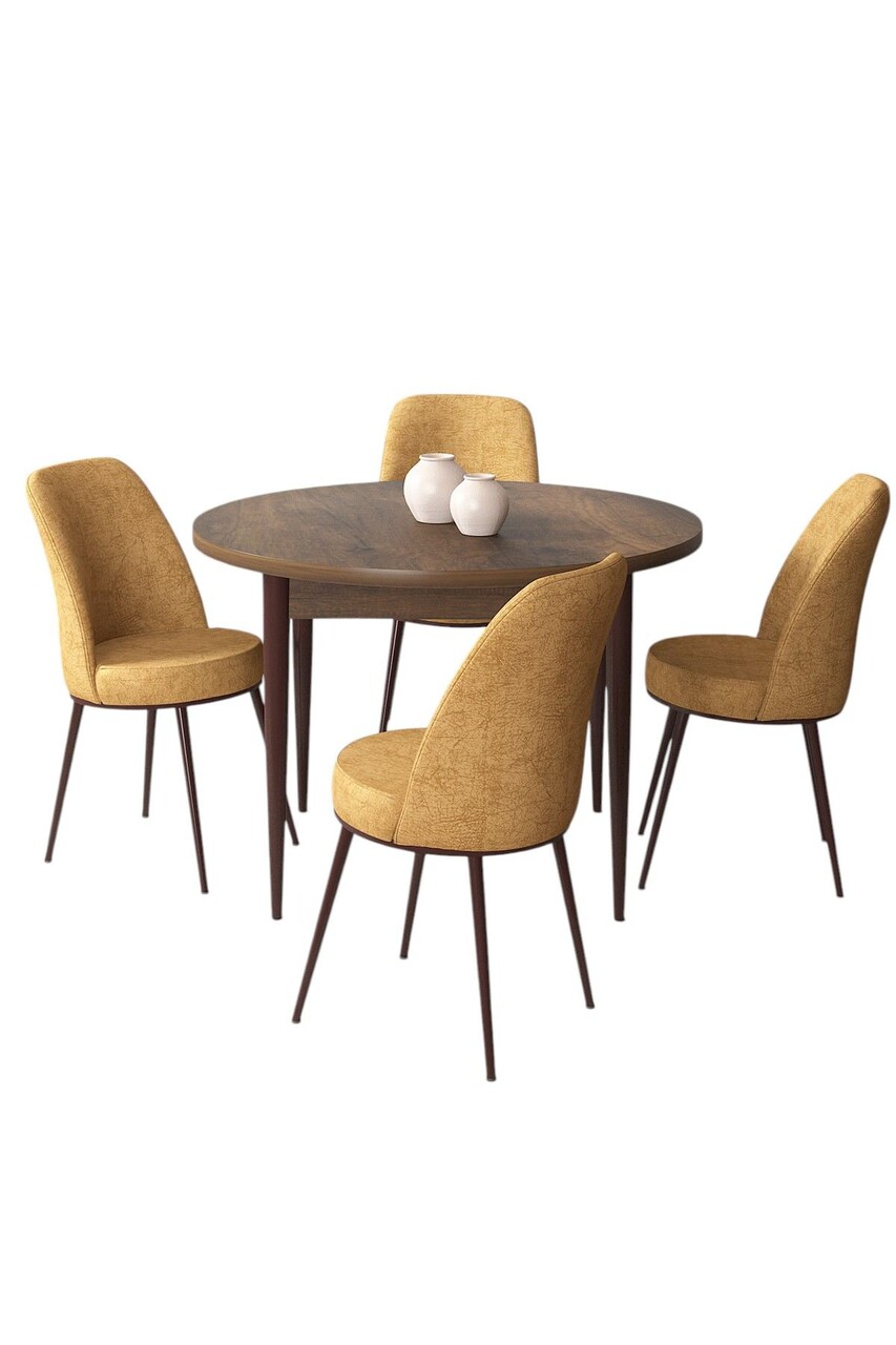 Set masă și scaune (5 bucăți), Hanah Home, Tor, Baroc / Cappuccino - view 2