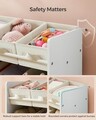 Organizator jucarii / mobilier camera copilului, Songmics, 9 compartimente, 62.5x29.5x60 cm, PAL, alb cloud