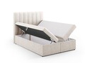 Pat continental cu saltea, topper si lada depozitare, 140x200 cm, Micadoni Home, Kelp-138, tesatura structurata chenille, bej