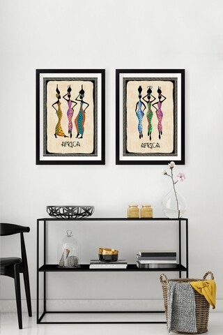 Set 2 tablouri decorative africa black, tablo center, 34x44 cm, mdf, multicolor