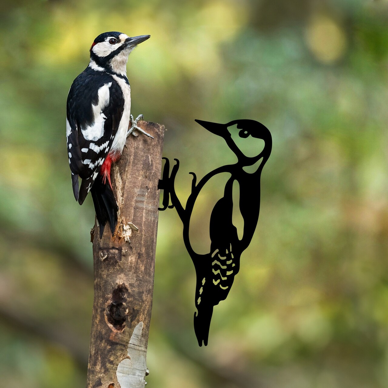 Obiect decorativ de grădină, Bird On The Branch 01, 18x30 cm, Negru - view 2