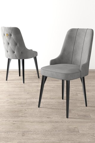 Set scaune 2 piese, Charlotte, Newa, Gri/Negru