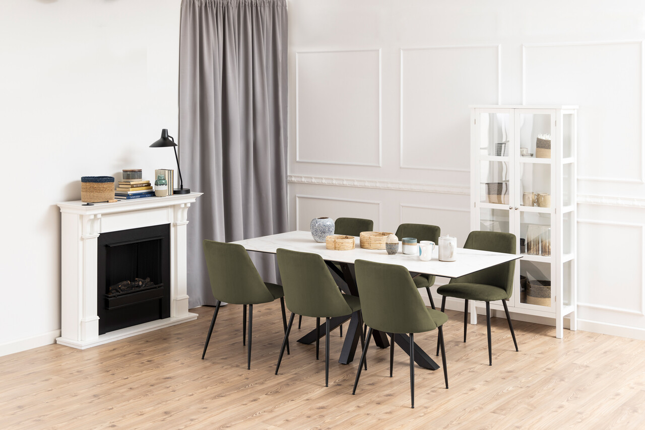Scaun Ines, Actona, 49.2x57.5x84 cm, tesatura corduroy/otel, verde olive - view 7