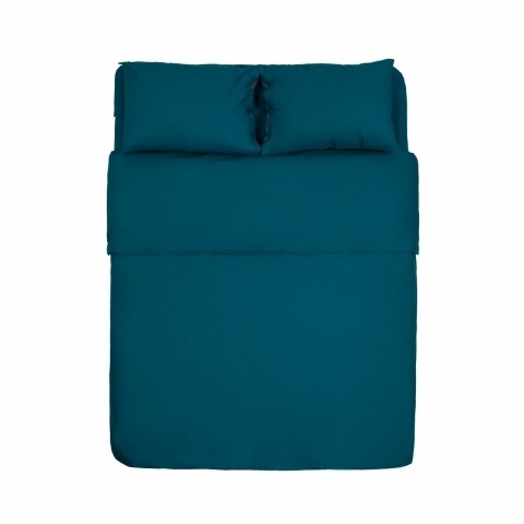 Lenjerie de pat dubla king size, heinner blue, 100% bumbac organic, 4 piese, albastru