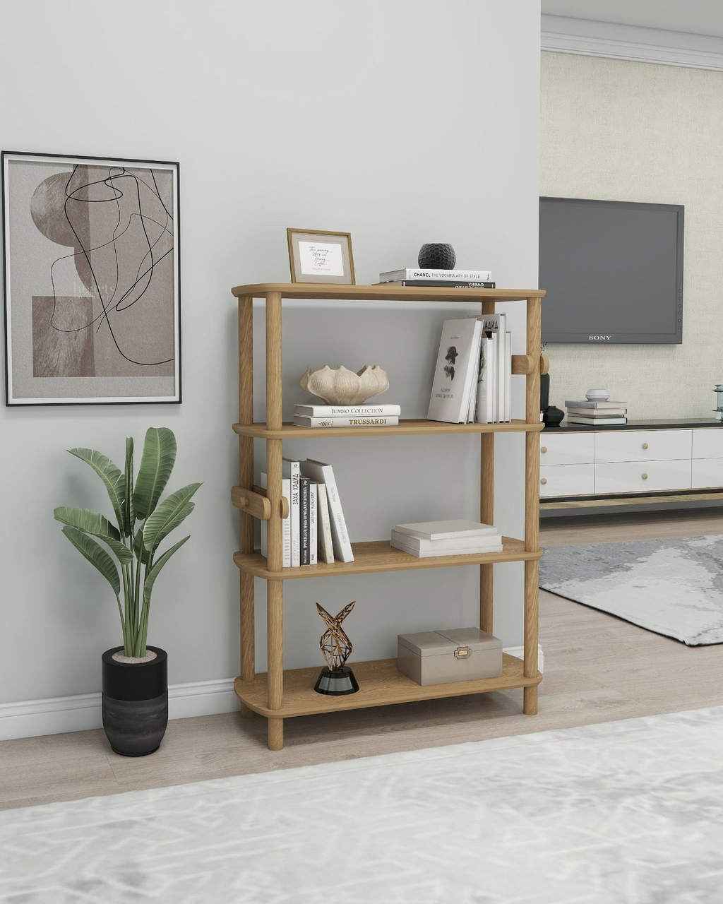 Corp biblioteca, Hanah Home, Rosa 4, 80x112x30 cm, Stejar - view 3