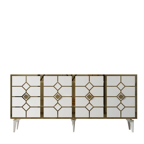 Consola, Olivia, Cagla, 150x40x79 cm, PAL , Alb/Auriu