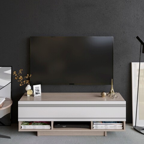 Comoda tv, decorotika, celestia, 120x36.8x40 cm, alb / cordoba