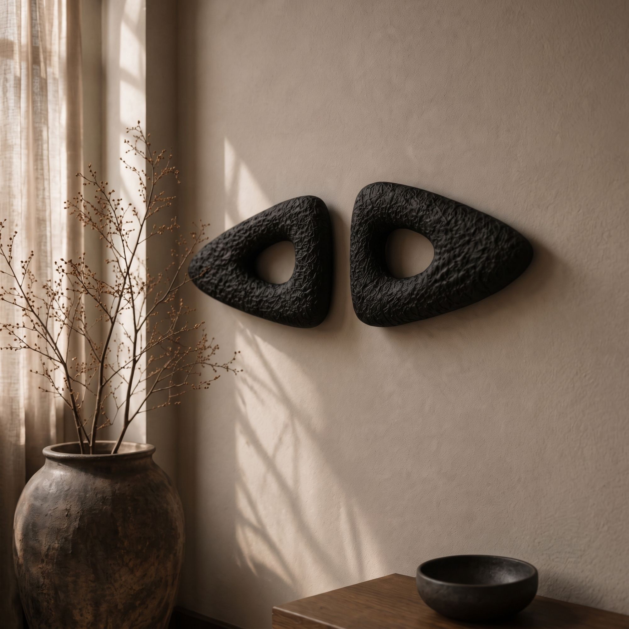 Set de accesorii decorative pentru perete, Myk3087, BETON CARBON, Dimensiune: 19 x 23 cm (2 bucăți), Negru