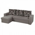 Colțar extensibil reversibil Oslo Grey Black Flower Bedora 247x148x78 cm cu ladă de depozitare
