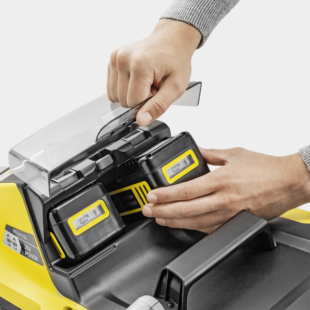 Masina de tuns iarba cu acumulator LMO 5-18 Dual Battery Set, Karcher, galben/negru — imaginea 4