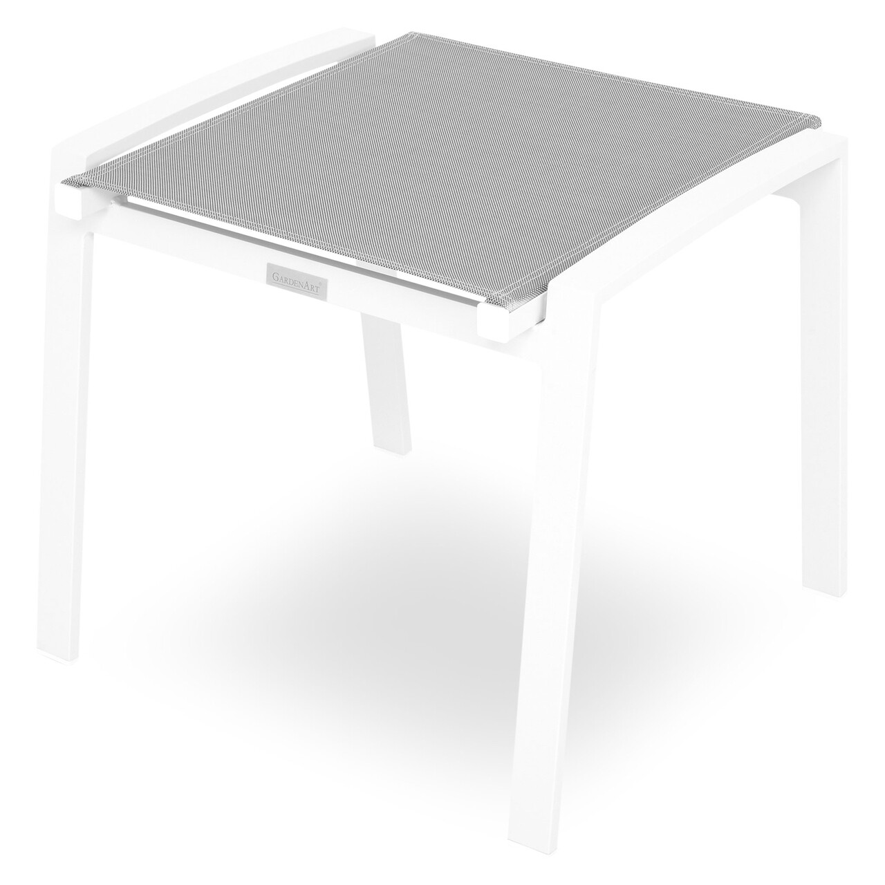 Taburet pentru gradina/terasa Cosmo, 54x52x46.5 cm, aluminiu/textilina, alb/negru - imagine 2