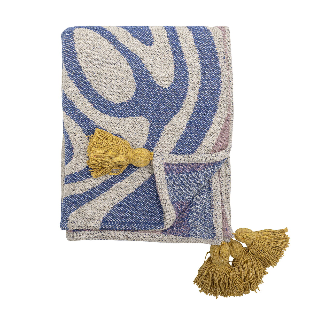 Pled Bloomingville Arlie 130x160 cm amestec bumbac albastru