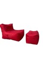 Set fotolii tip puf (2 piese), Pufito, 535PFT1211, Poliester, Rosu