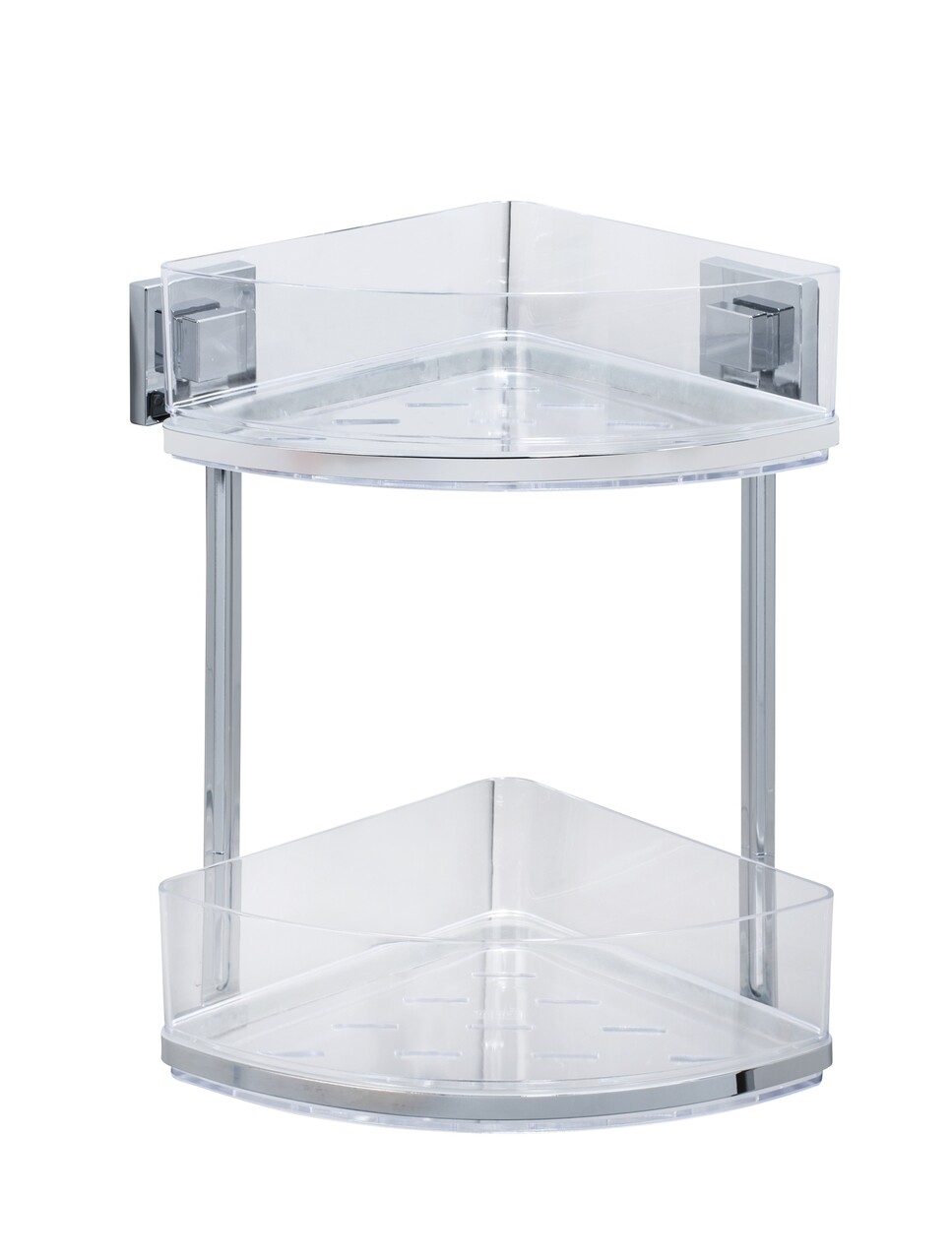 Polita de colt pentru baie,  Wenko, Quadro Vacuum-Loc®, 28 x 32.5 x 19.5 cm, inox/plastic