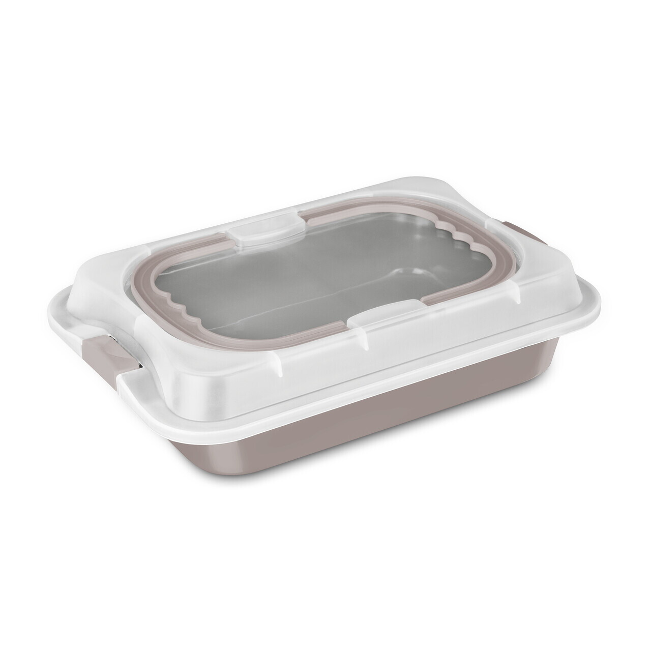 Tava cu capac Berlinger Haus, Taupe, 36.5x24.5x5.5 cm, otel carbon/plastic, taupe mat/alb - imagine 6