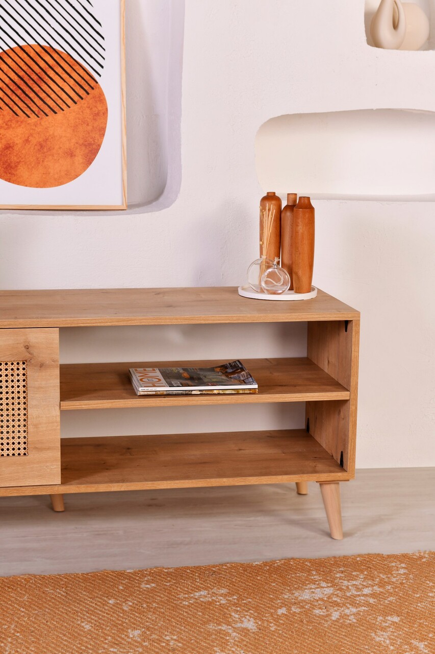 Comoda TV, Hanah Home, Hazeran 140, 138x55x41 cm, Stejar - imagine 4