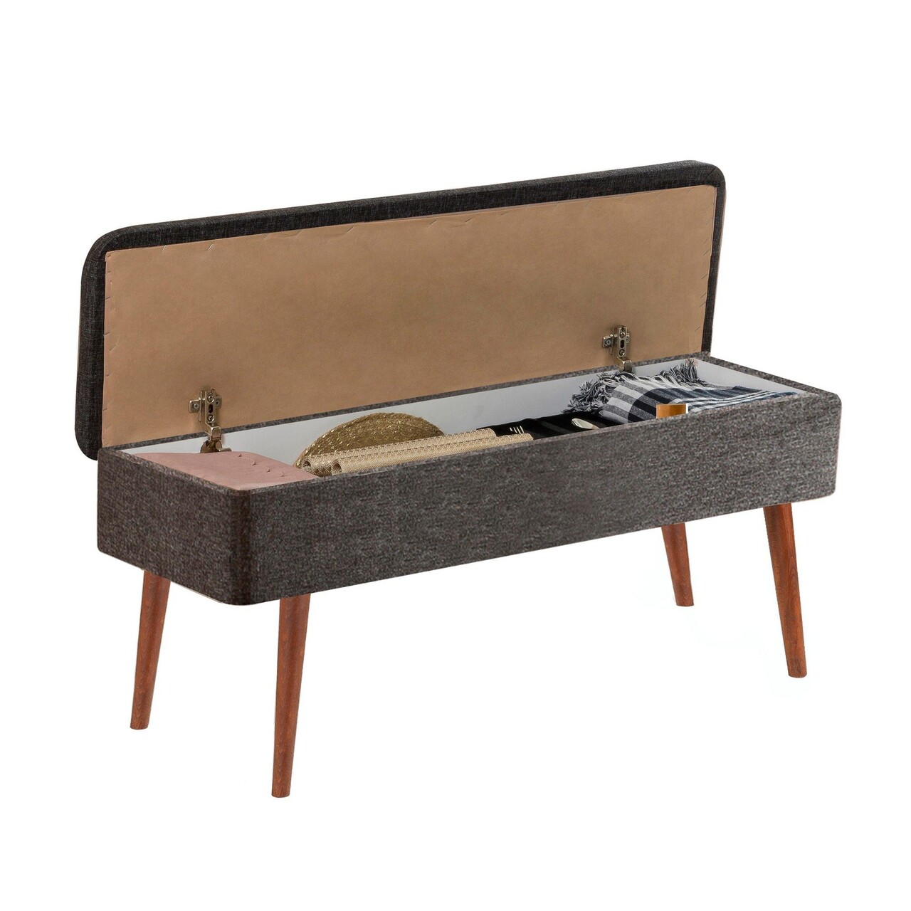 Set masa extensibila si scaune, Hanah Home, Vina 1053, Nuc / Antracit - imagine 8