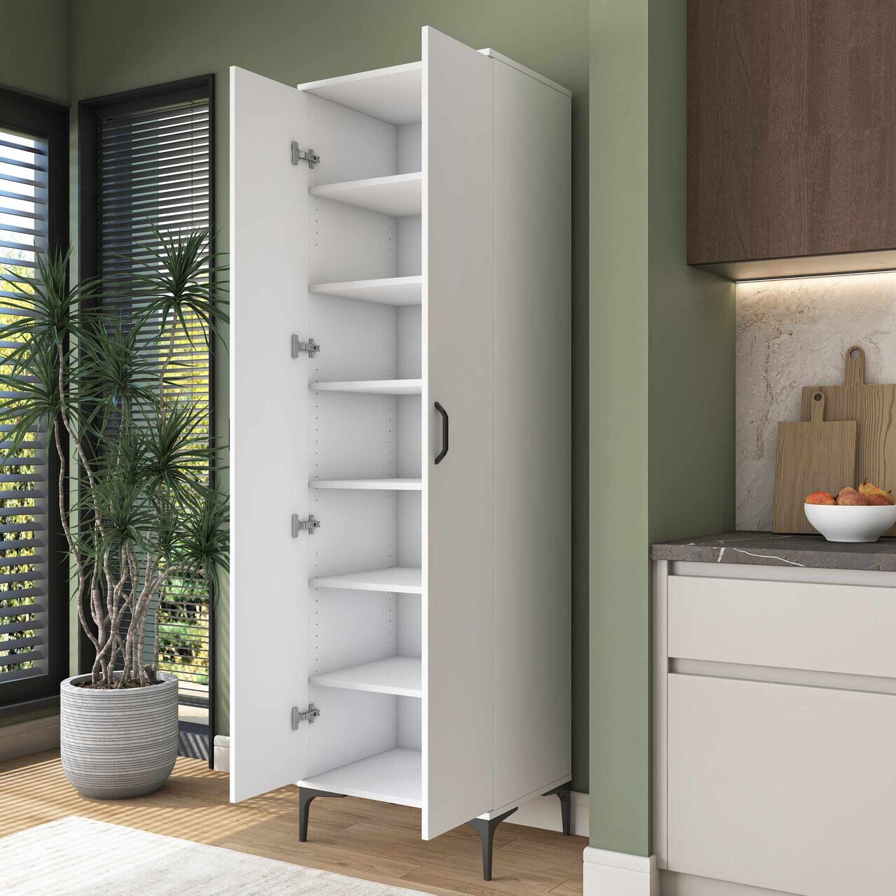 Dulap multifunctional, Hanah Home, JE258, 60x204.2x45 cm, Alb — imaginea 5