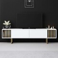 Comoda TV, Bexley, Gold Line, Alb/Auriu
