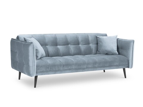Canapea extensibila, Canna, Mazzini Sofas, 3 locuri, 225x100x85 cm, catifea, albastru deschis
