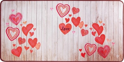 Covor pentru bucatarie, Olivo Tappeti, Miami 3, Love, 50 x 130 cm, poliester, multicolor