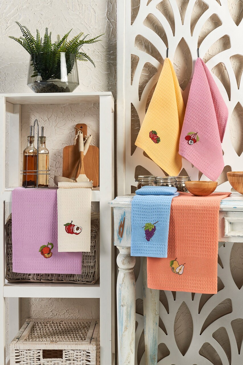 Set prosoape de bucatarie, Eponj Home, Fruits, Bumbac, Multicolor