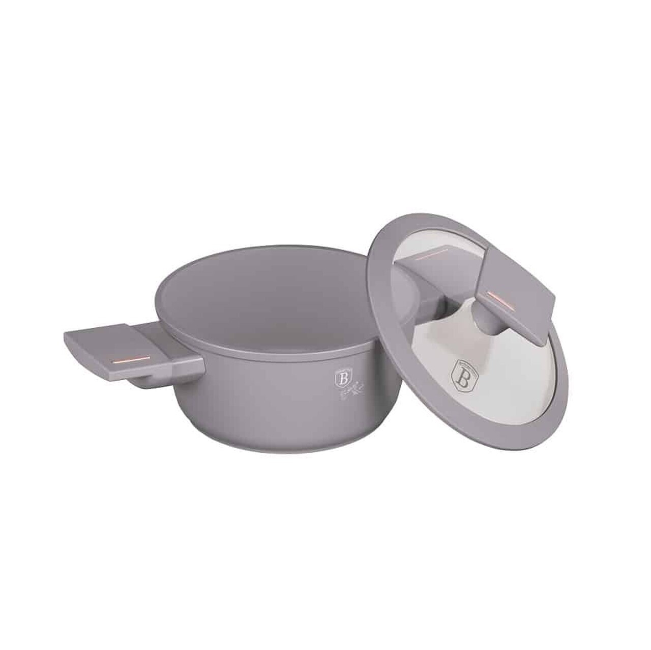 Cratita cu capac Berlinger Haus, Taupe, 14 cm, 700 ml, aluminiu forjat, taupe mat - imagine 2
