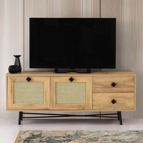 Comoda tv, kalune design, hapsiyas 140, 140x60x40 cm, stejar / negru