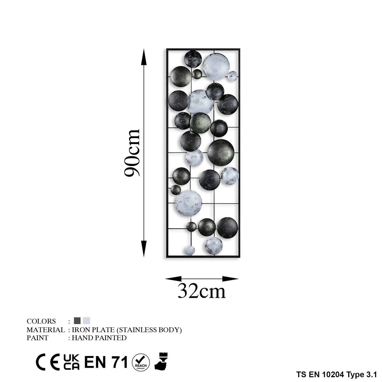 Decoratiune de perete, Camber, Metal, 90 x 32 x 4 cm, Multicolor