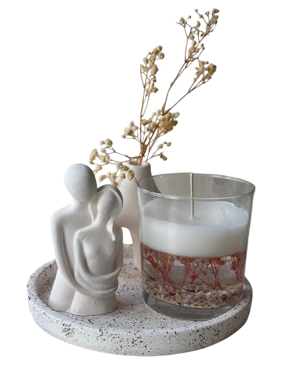 Set de lumanari, Glamour Candle 31ST, Beton, Alb