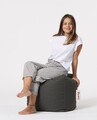 Taburet puf, Square Pouf, Ferndale, 45x45 cm, poliester impermeabil, gri fumuriu