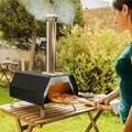 Cuptor de pizza pe peleti cu accesorii Pizzahven, InnovaGoods, pentru exterior, 42 x 81 x 80 cm, piatra/lemn/inox, negru
