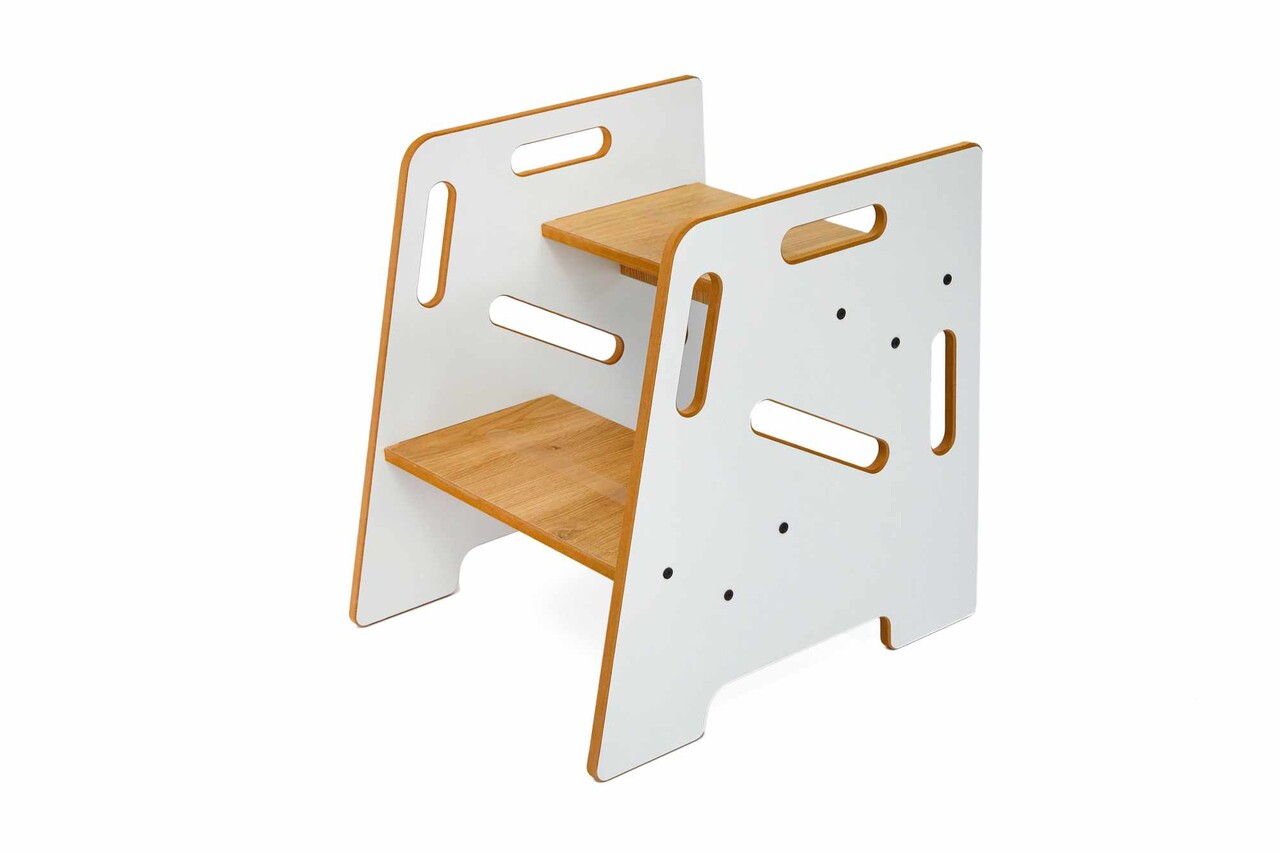Scaun pentru copii, Hanah Home, Step Stool, 34x39x39 cm, Alb / Natural - view 6