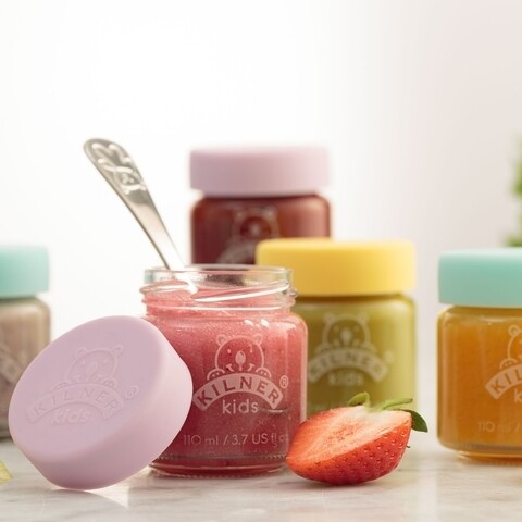 Set 6 borcane cu capac pentru hrana copii, Kilner, Bear, 110 ml, sticla, transparent 110