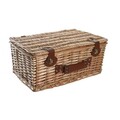 Cos de picnic pentru 4 persoane, DKD Home Decor, 48 x 32 x 22 cm, rachita, natural/albastru