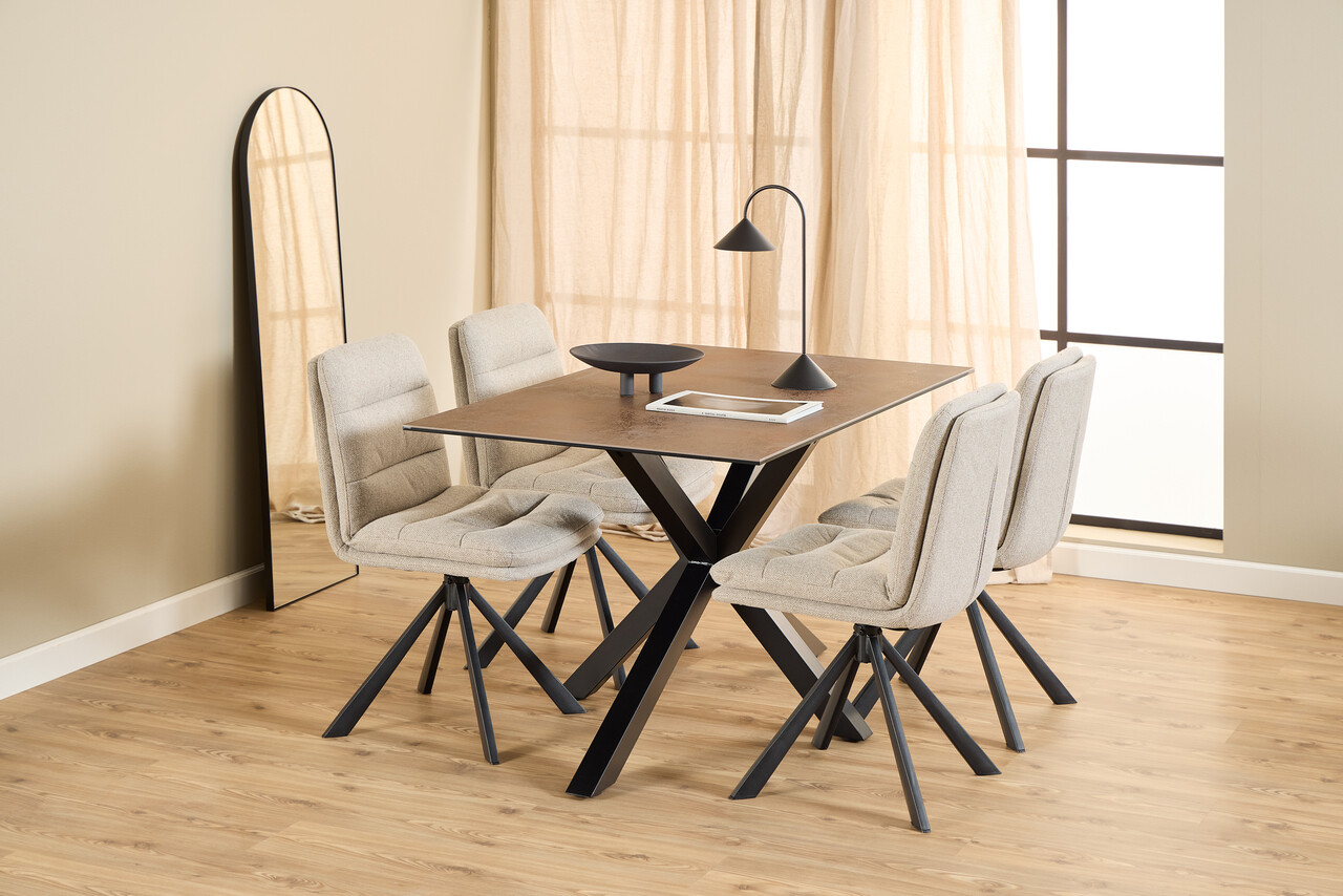 Scaun Dean, Actona, 47.5x57x85 cm, rotativ, tesatura structurata/otel, bej - view 4