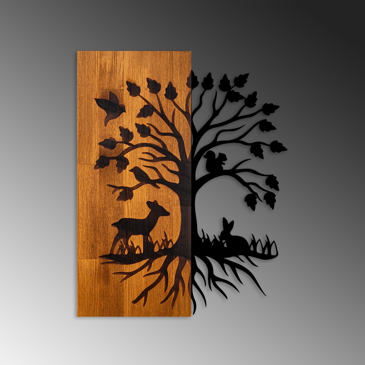 Decoratiune de perete, Nature, Lățime: 46 cm Înălțime: 58 cm Adâncime: 3 cm, Nuc / Negru - view 6