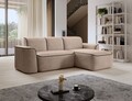 Coltar dreapta 4 locuri ELTAP, Ume, 287x190x88 cm, lemn/poliester, bej inchis/negru